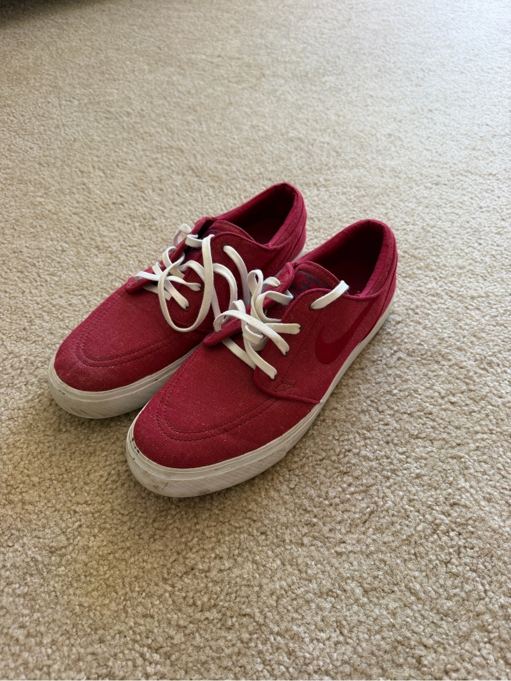 Nike Janoski Red Low-Top Canvas Sneakers with White Laces